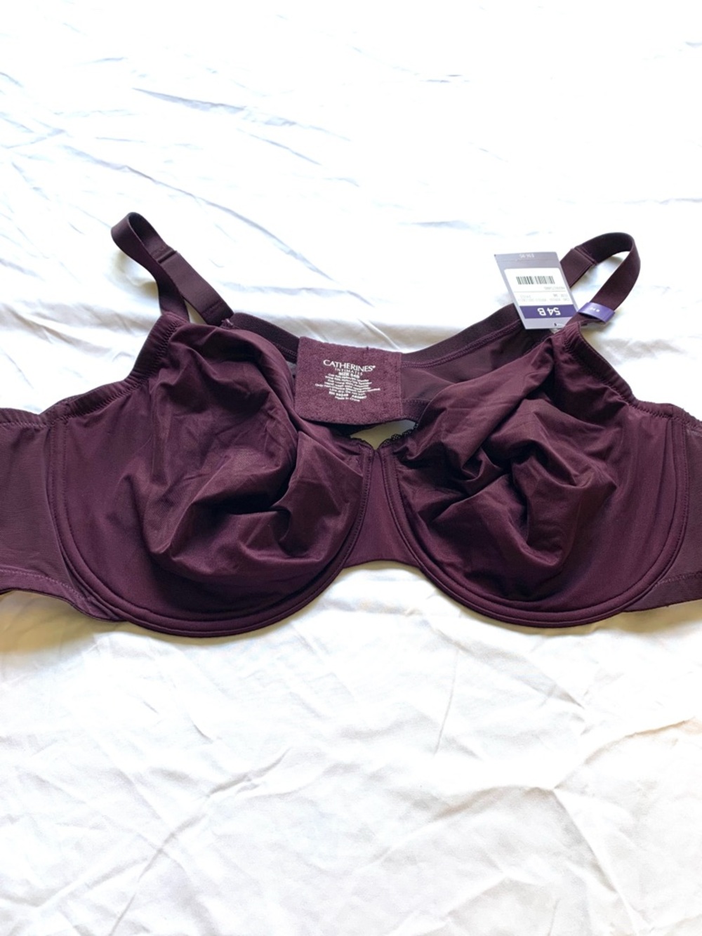 Catherines Underwire Full Cup Bra - Plum 54B Plus Size‎
